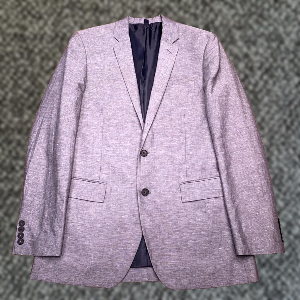 J.Crew J.CREW Blazer Sport Coat 40 Long Gray Linen Blend Notch Lapel Double-Vented Four-Button Inner Pockets Men's Regular Modern Shirt? Size 40R - 1 Thumbnail