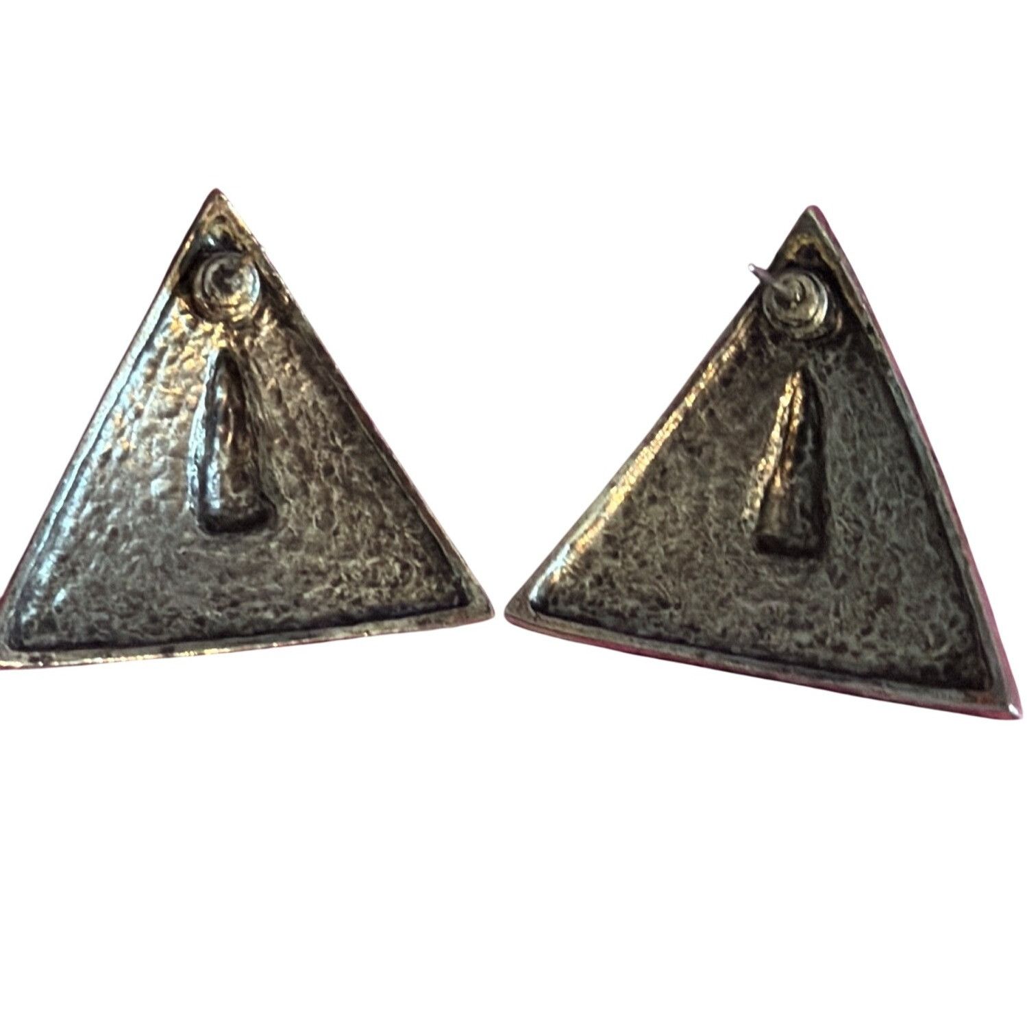 Other Vintage Triangular Silver Tone Earrings Red Enamel Center Ge Size ONE SIZE - 3 Thumbnail