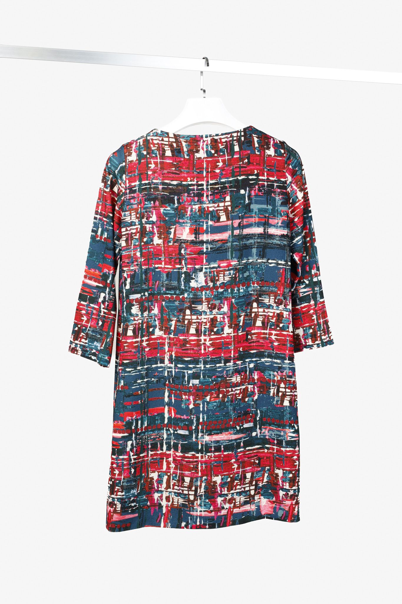 Max Mara Weekend MaxMara Multicoloured 3/4 Sleeve Shift Dress Size XS / US 0-2 / IT 36-38 - 2 Thumbnail
