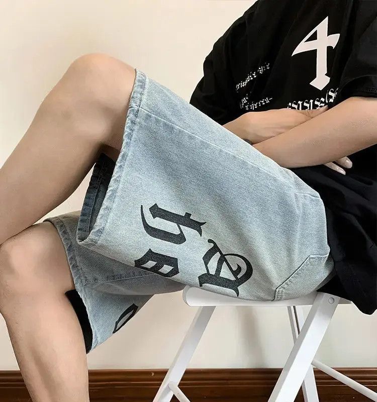 Japanese Brand Loose wide leg printed denim shorts Size US 32 / EU 48 - 4 Thumbnail