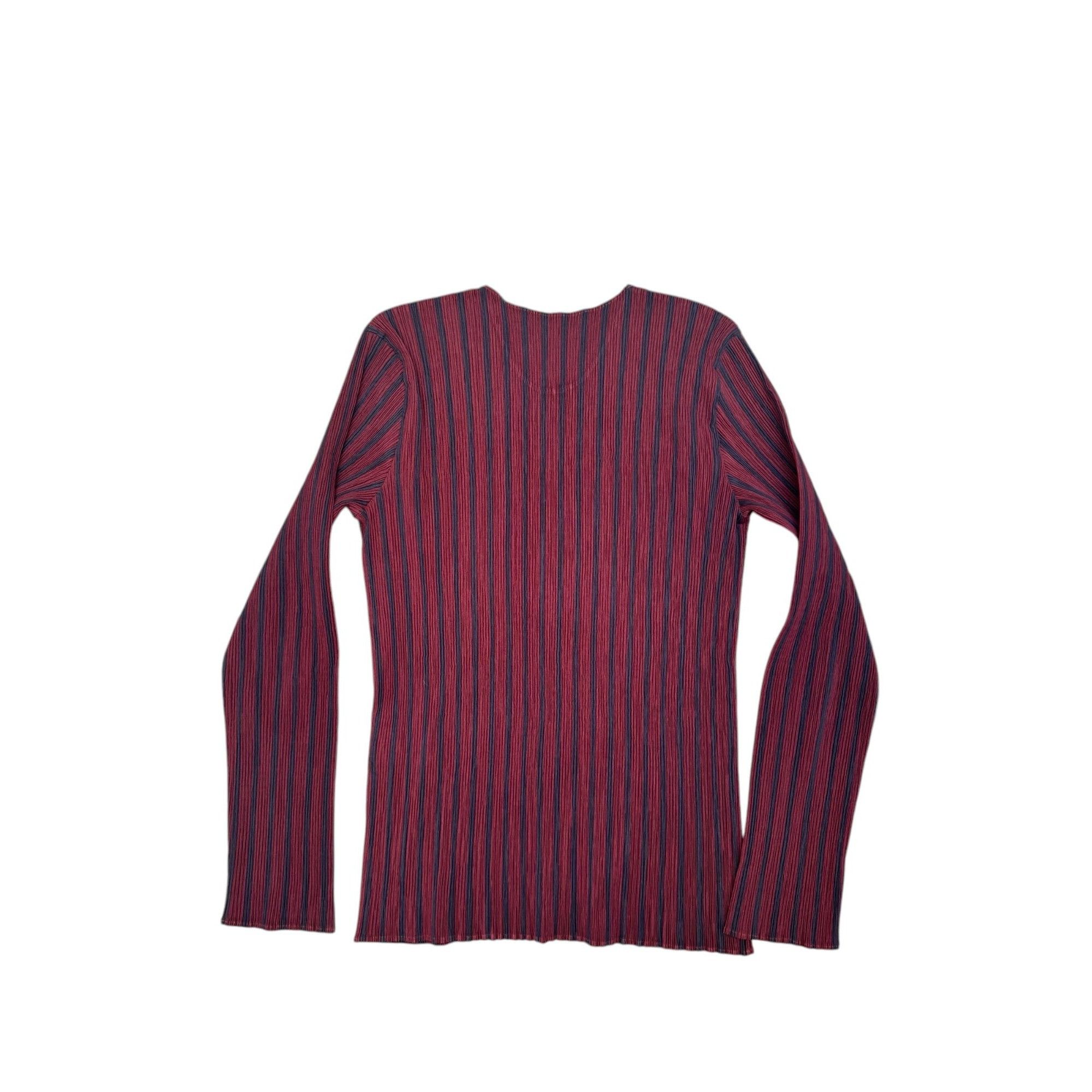 Issey Miyake Burgundy Striped Pleats Please Top Size M / US 6-8 / IT 42-44 - 4 Thumbnail