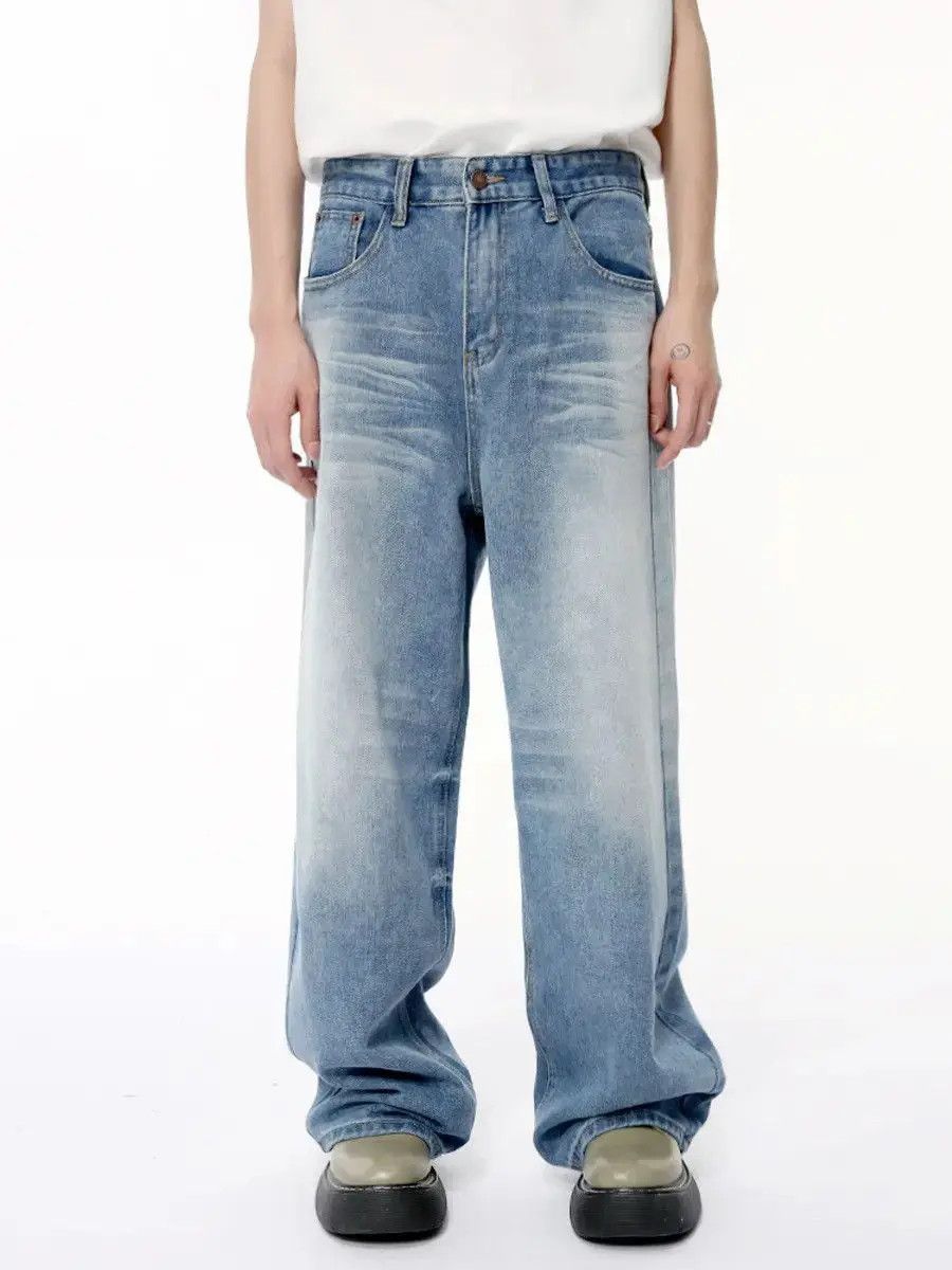 Japanese Brand Retro loose wide leg straight leg jeans Size US 32 / EU 48 - 2 Thumbnail