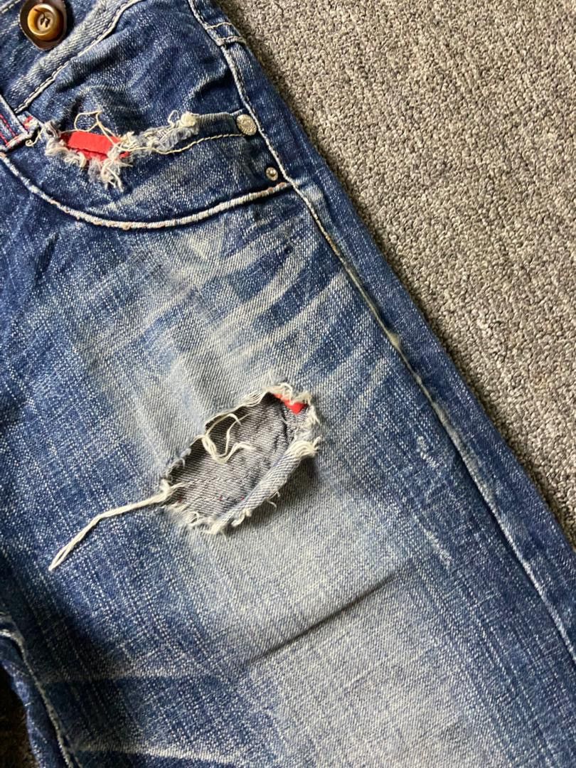 Japanese Brand Vintage Red Pepper Distressed Ripped Jeans Overalls (184) Size US 35 - 18 Thumbnail