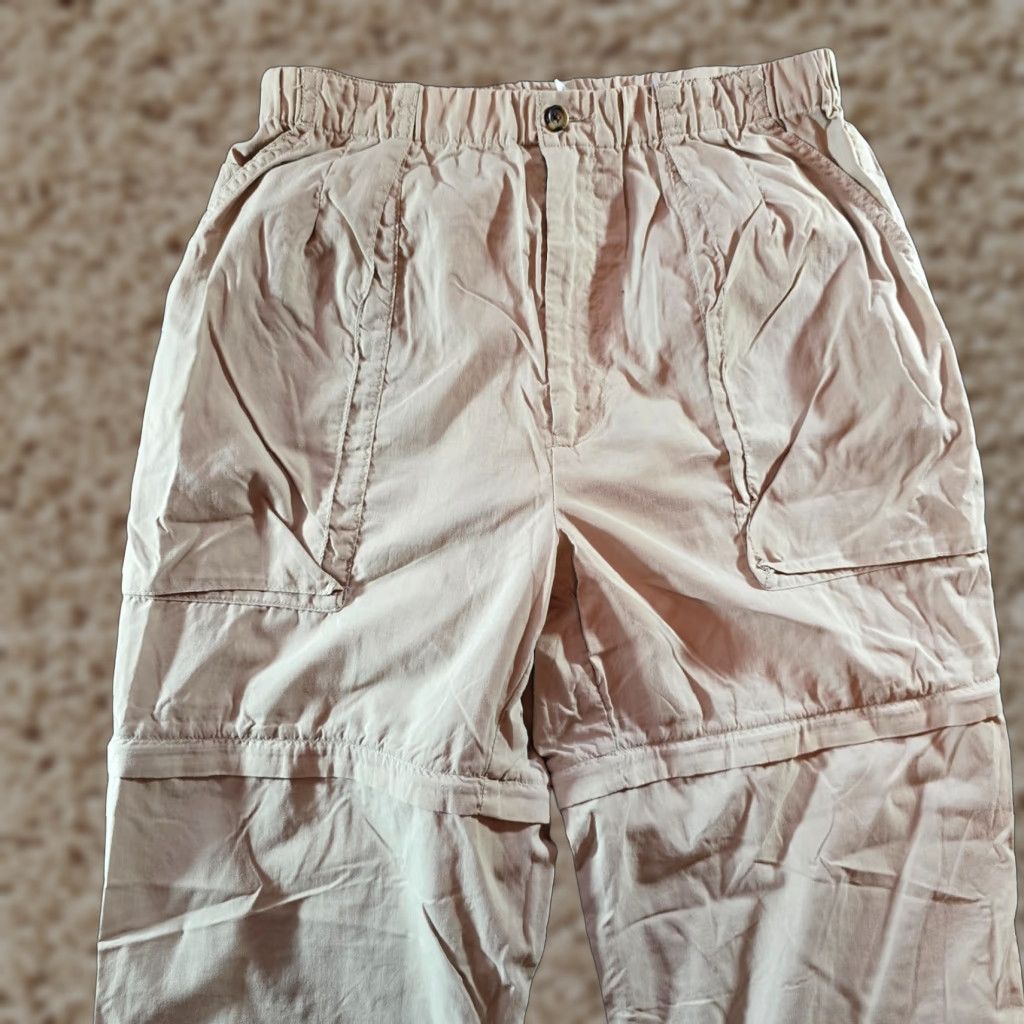 Vintage L.L. Bean Pants Womens Medium Tan Nylon Cargo Convertible Hiking Outdoor Camping Knit Nylon Cargo Pants M Beige Nature 90s Womens? Size 32" / US 10 / IT 46 - 1 Thumbnail