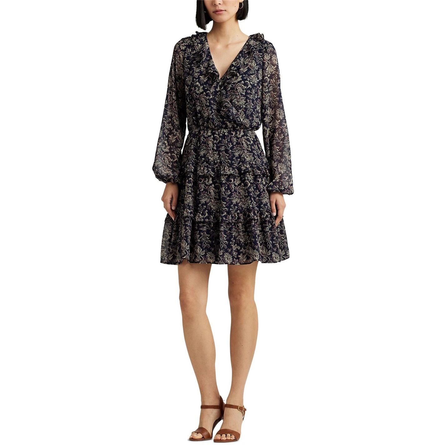 Lauren Ralph Lauren o1g2r1mq0825 Nalima Long Sleeve Dress in Multicolor Size XS / US 0-2 / IT 36-38 - 4 Thumbnail