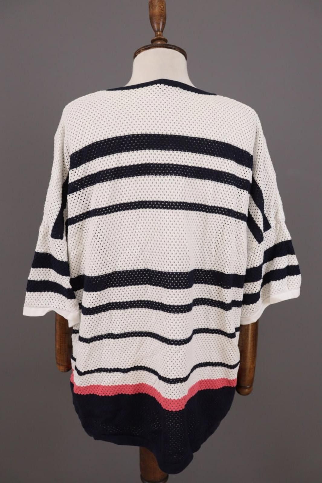 Saint James Saint James White Striped V-Neck Tunic Shirt Size US 18 LXL Size XXL / US 16-18 / IT 52-54 - 8 Thumbnail
