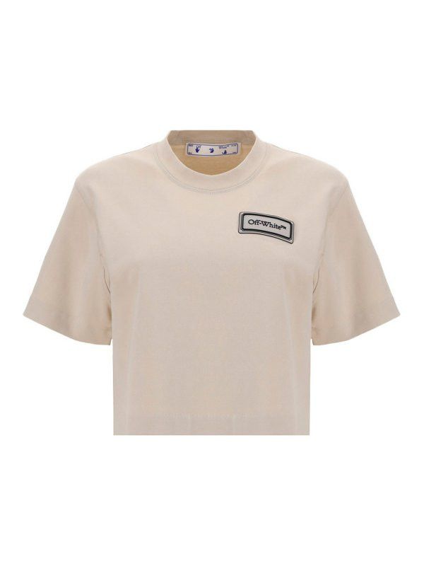 o1mle0425 Logo Patch Cropped T-Shirt in Neutrala