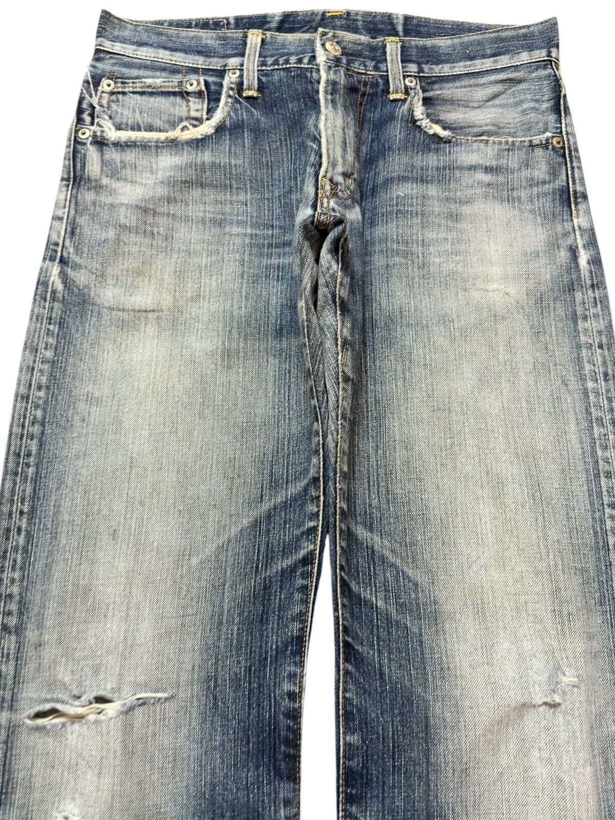 Edwin Vintage Edwin 503 R Faded Grunge Distressed Denim Size US 31 - 2 Thumbnail