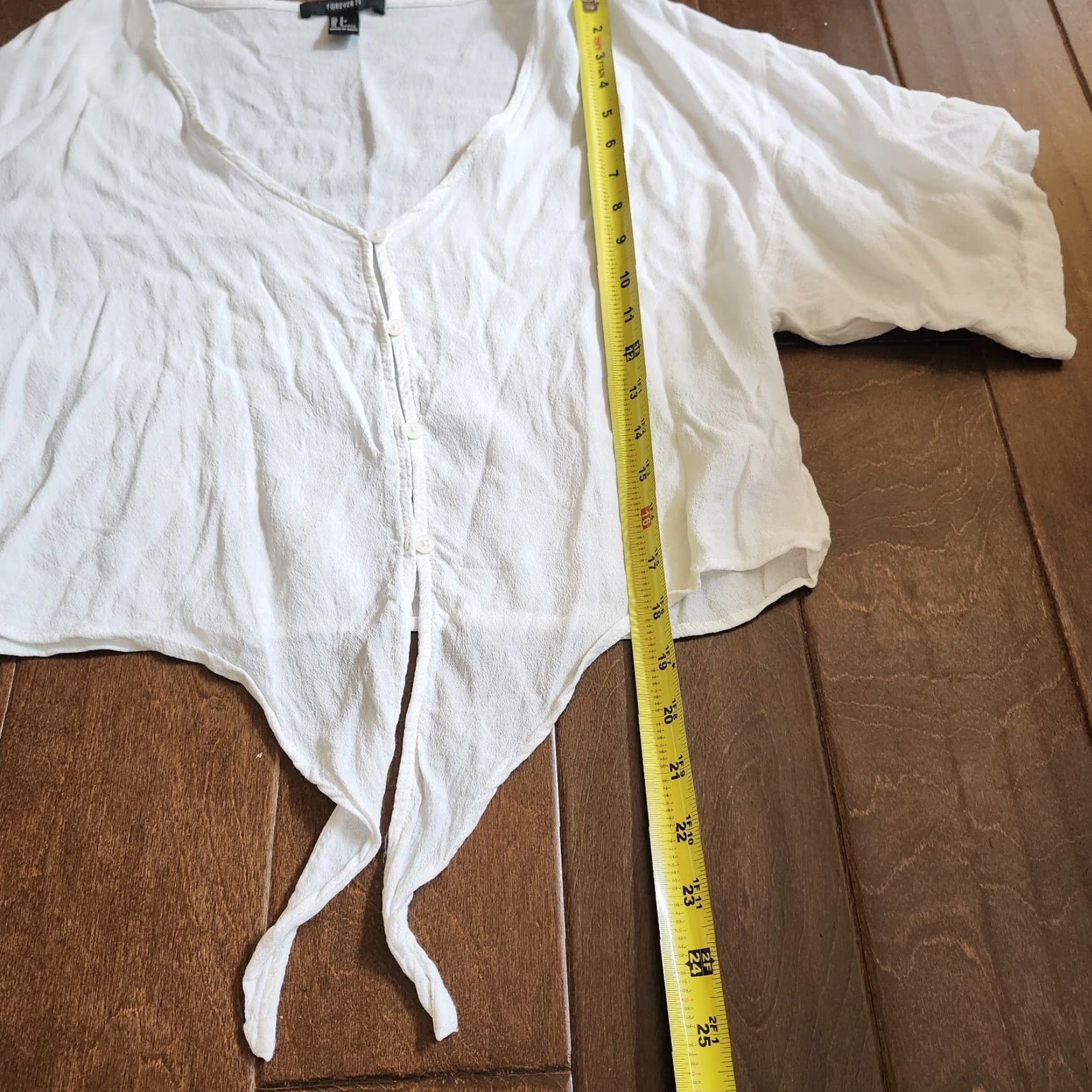 H&M H&M Women's White Front Tie Top - Size S, Short Sleeve, Regular Fit, Rayon Blouse, Casual Party/Cocktail, All Seasons, Lightweight, Easy Care Size S / US 4 / IT 40 - 7 Thumbnail