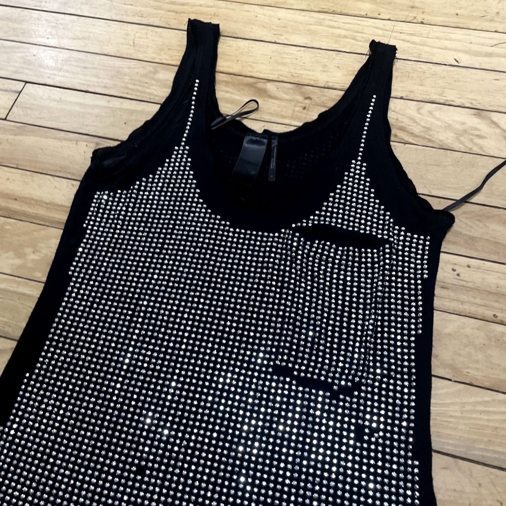 Guess VINTAGE Guess Tank Top Womens Medium Black Silver Rhinestone Studded Y2K Glam LA Size M / US 6-8 / IT 42-44 - 3 Thumbnail