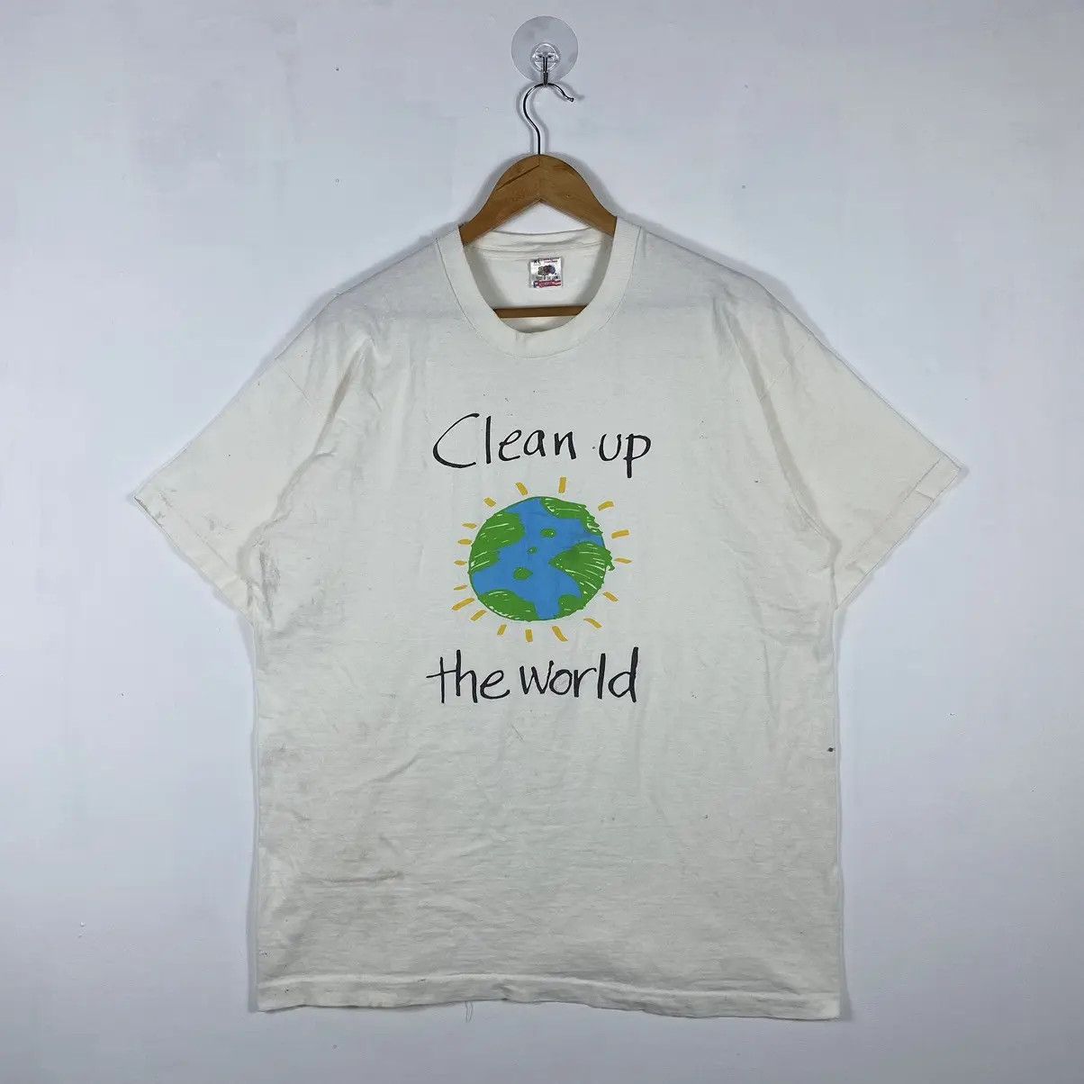 Vintage VINTAGE 90's CLEAN UP THE WORLD GRAPHIC TEE Size US XL / EU 56 / 4 - 2 Thumbnail