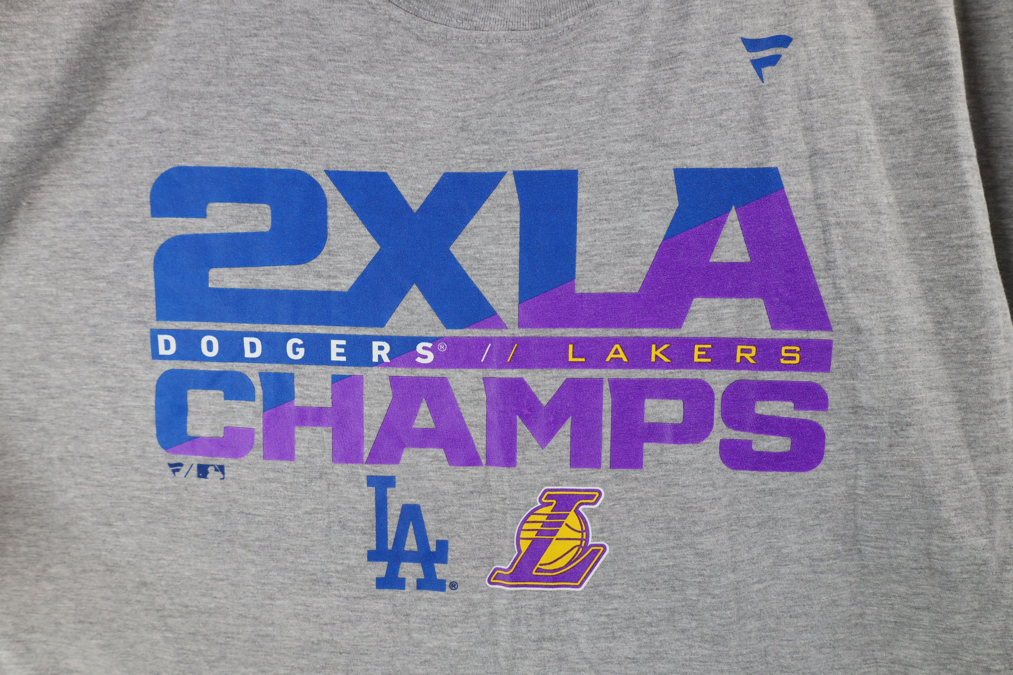 Vintage New Fanatics Champs Los Angeles Dodgers Lakers T-Shirt Gray Size US XXL / EU 58 / 5 - 4 Thumbnail