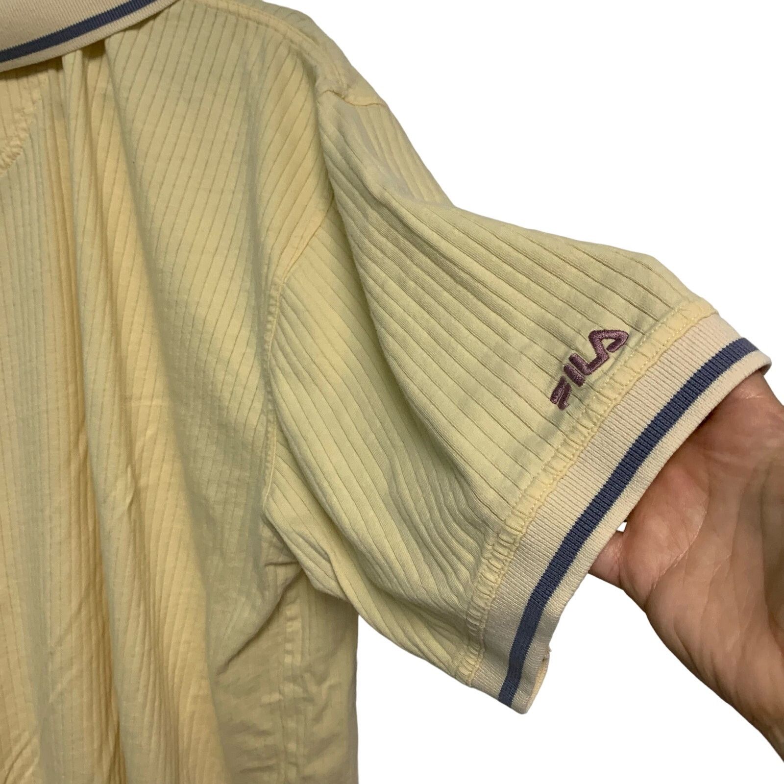 Fila FILA Vintage Y2K Men’s Yellow Ribbed Cotton Polo Shirt 2XL Size US XXL / EU 58 / 5 - 6 Thumbnail