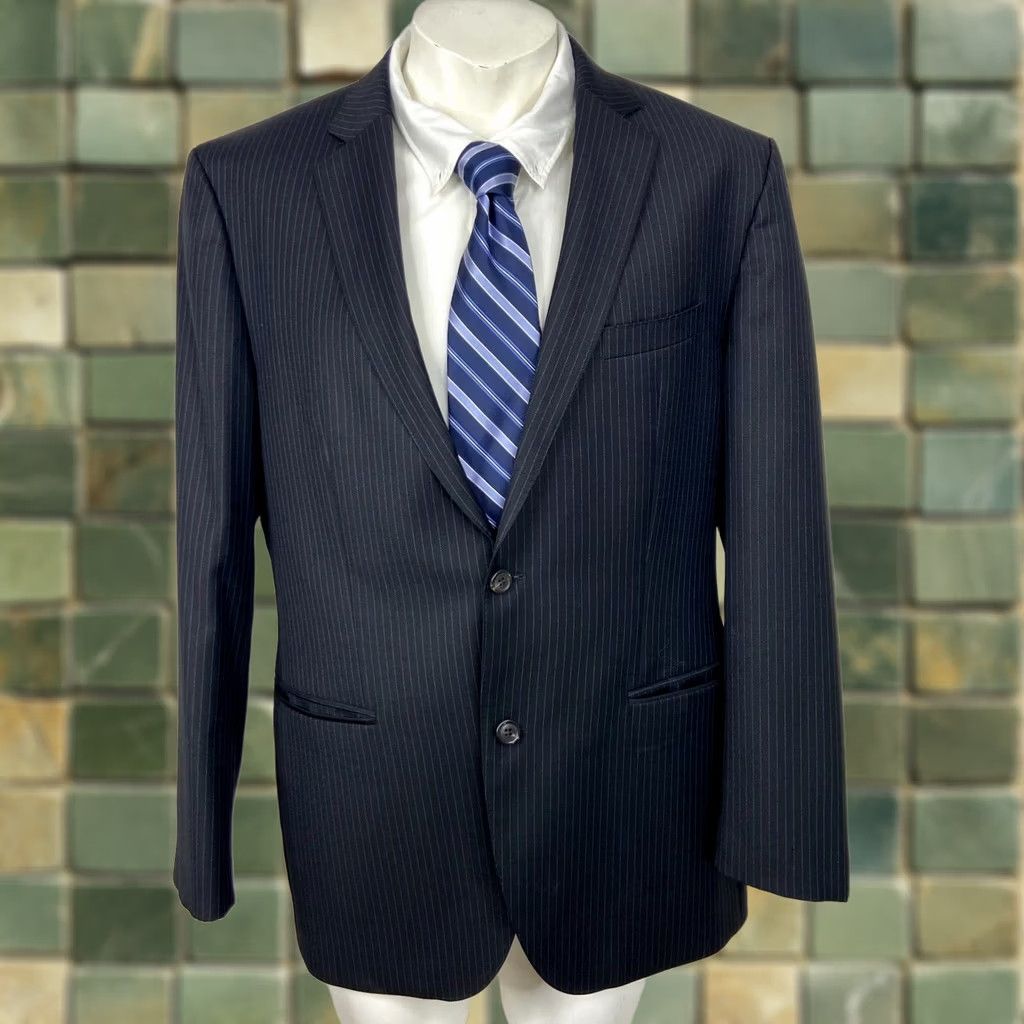 Hugo Boss Hugo Boss 42R Mens Sport Coat Navy Blue - Size 42 - Wool Jacket - Classic Style Size US XS / EU 42 / 0 - 1 Thumbnail