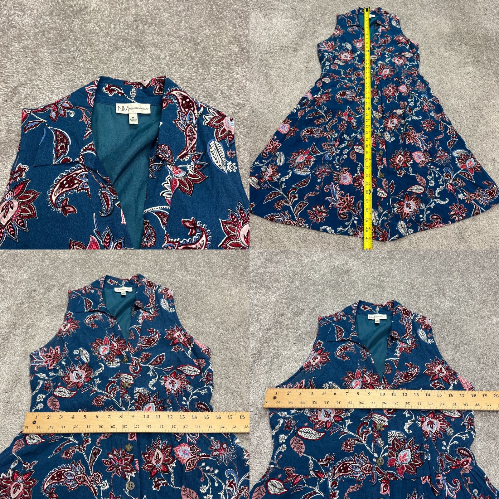 Neiman Marcus Neiman Marcus Paisley Floral A-Line Midi Dress Women Medium Button Down Collared Size M / US 6-8 / IT 42-44 - 8 Thumbnail