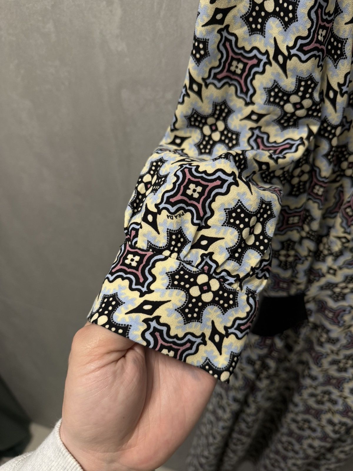 Prada Prada 2015 Purple & Blue Printed Viscose Stretch Crepe Dress Size S / US 4 / IT 40 - 6 Thumbnail