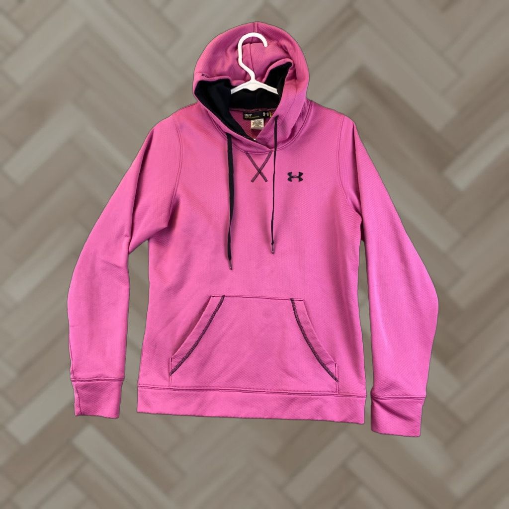 Under Armour Under Armour Womens S Pink Tech Fleece Cold Gear Hoodie Sweatshirt Pullover All Seasons Activewear Storm Size S / US 4 / IT 40 - 1 Thumbnail