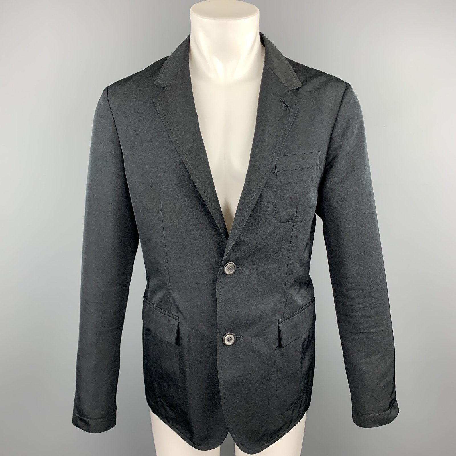 Lanvin LANVIN Size 38 Black Polyester / Wool Notch Lapel Sport Coat Size 38R - 1 Thumbnail