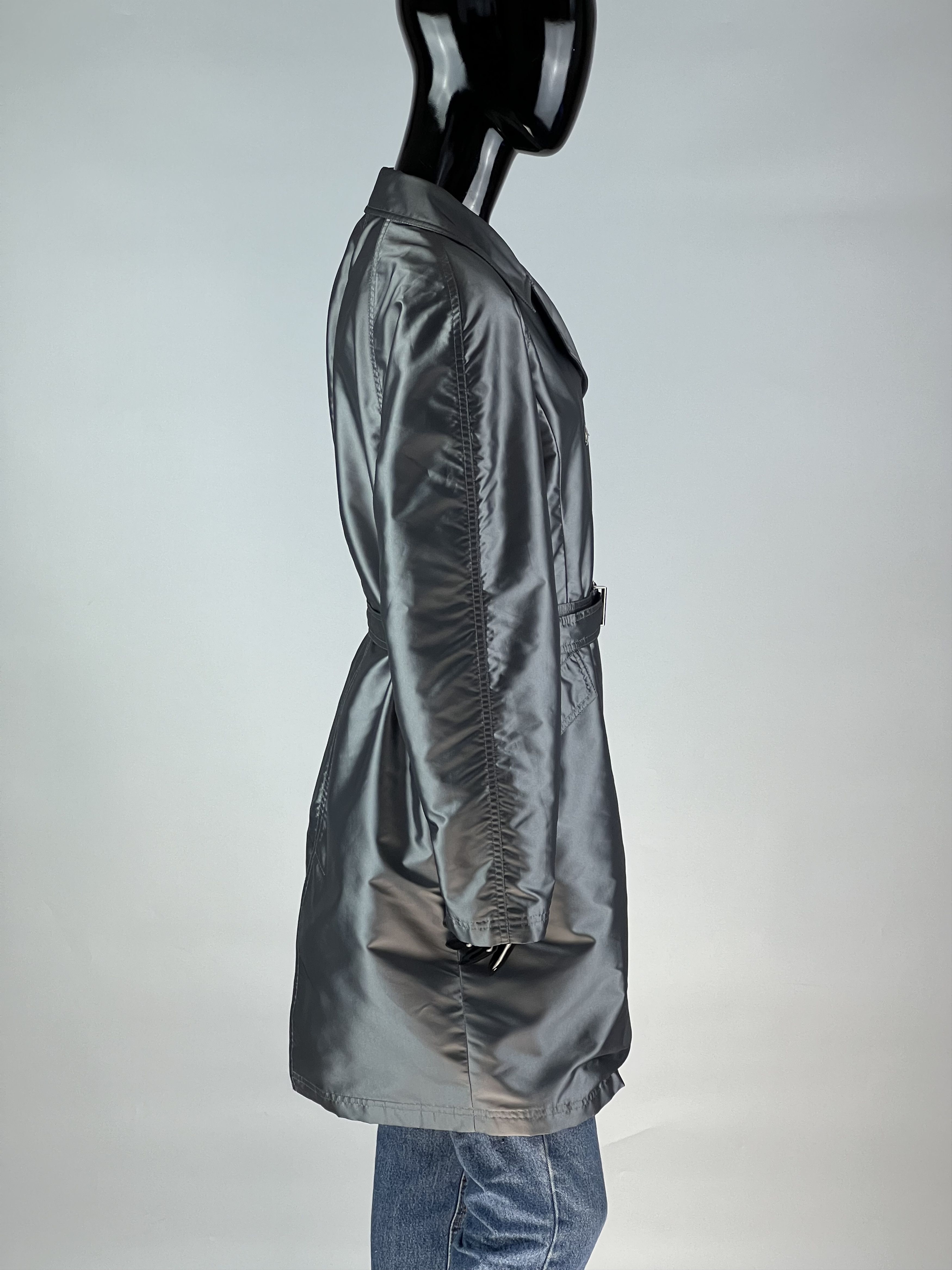 Versace × Vintage 90s Versace Classic V2 VTG Silver Shimmering Trench Coat Size L / US 10 / IT 46 - 2 Thumbnail