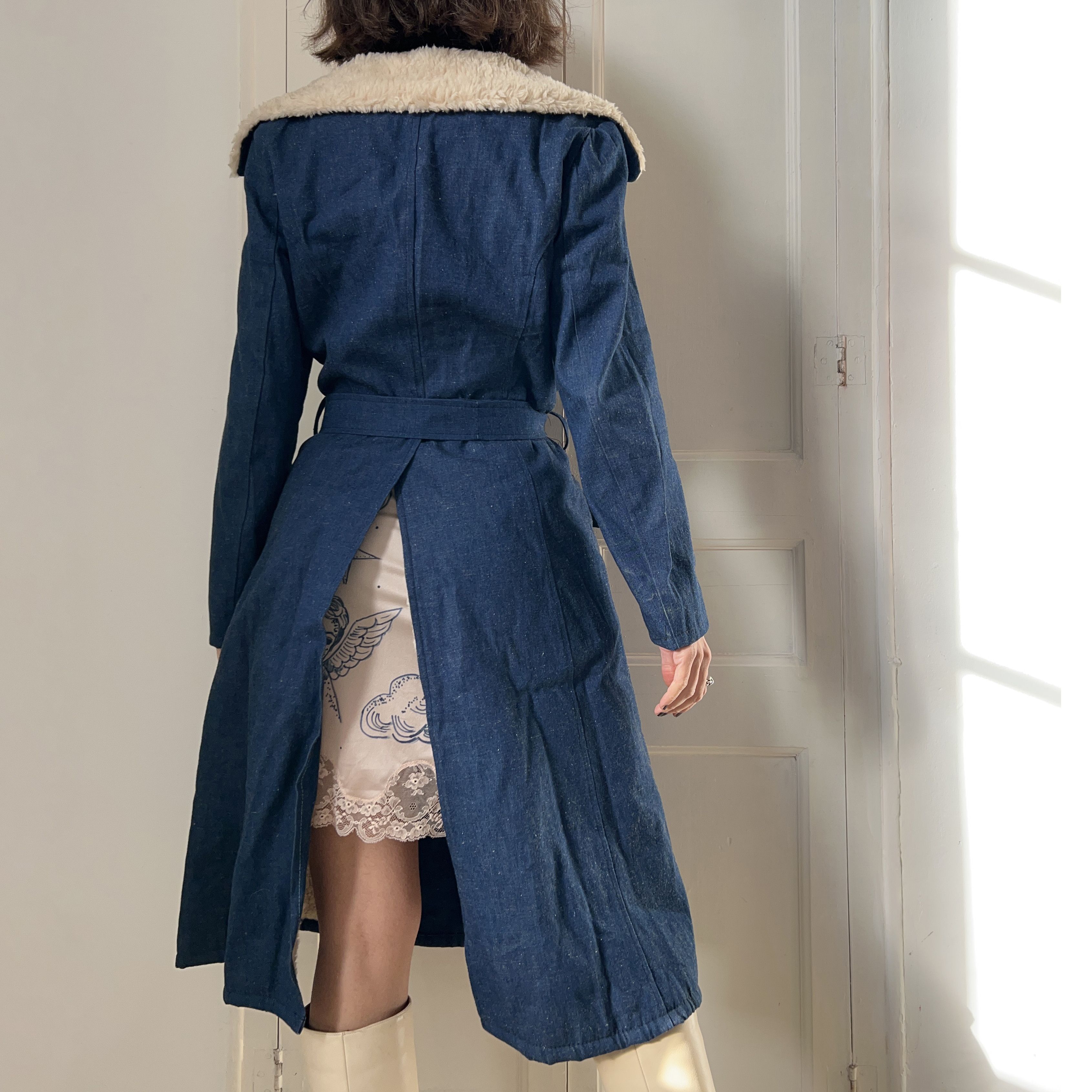 Vintage Vintage 70s Penny Lane Denim Coat Size S / US 4 / IT 40 - 2 Thumbnail