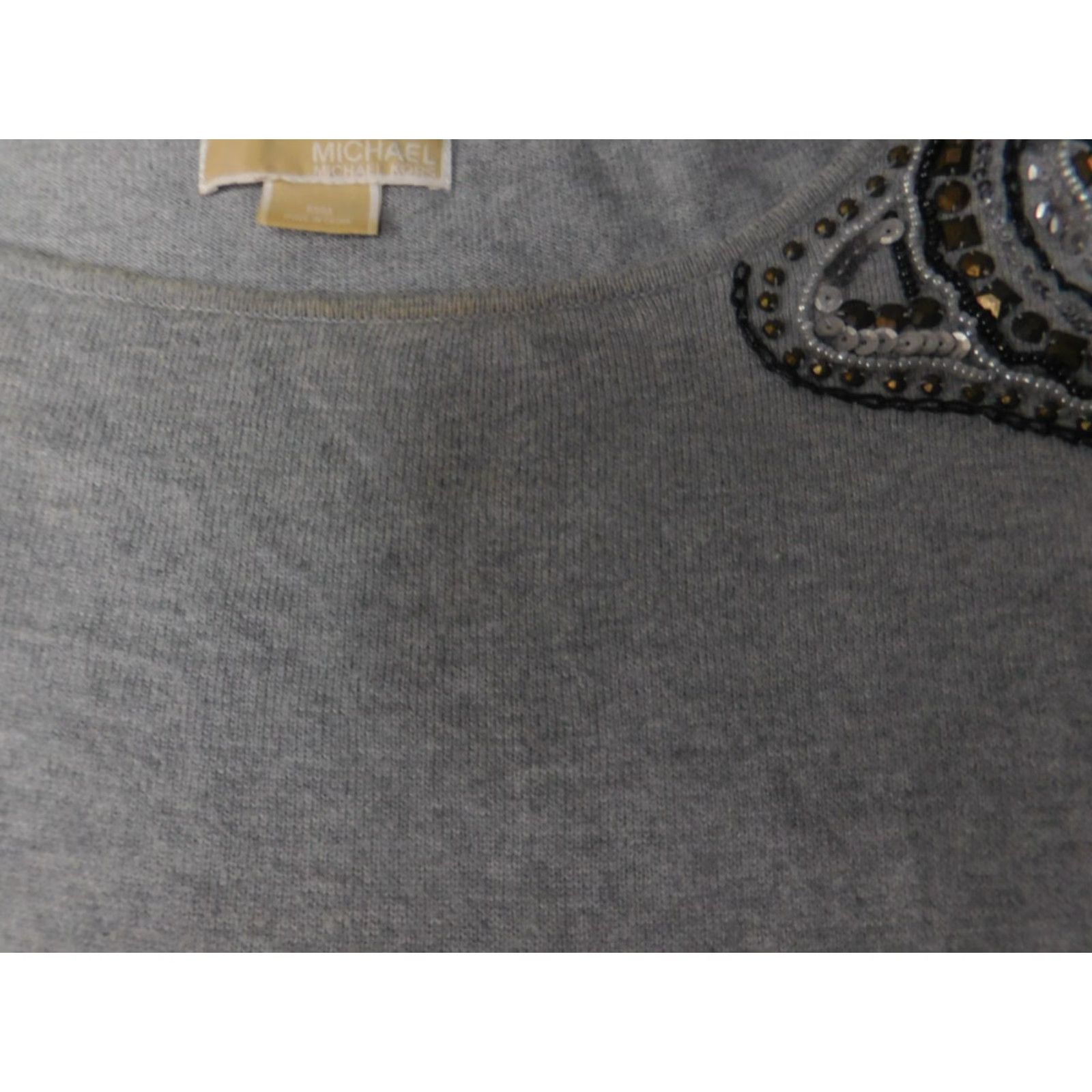 Michael Kors Michael Kors Womens Sweater M Gray Crew Neck Long Sleeve Cable-Knit Pullover Polyester Size M / US 6-8 / IT 42-44 - 5 Thumbnail