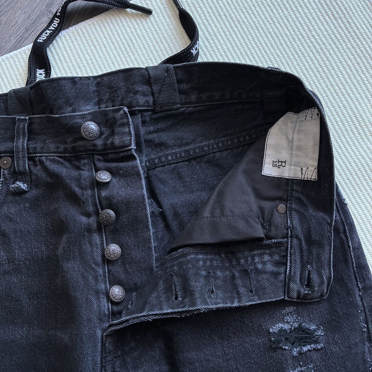 R13 R13 High-Rise Lace-up Back Washed Black Jeans Size 27" / US 4 / IT 40 - 7 Thumbnail