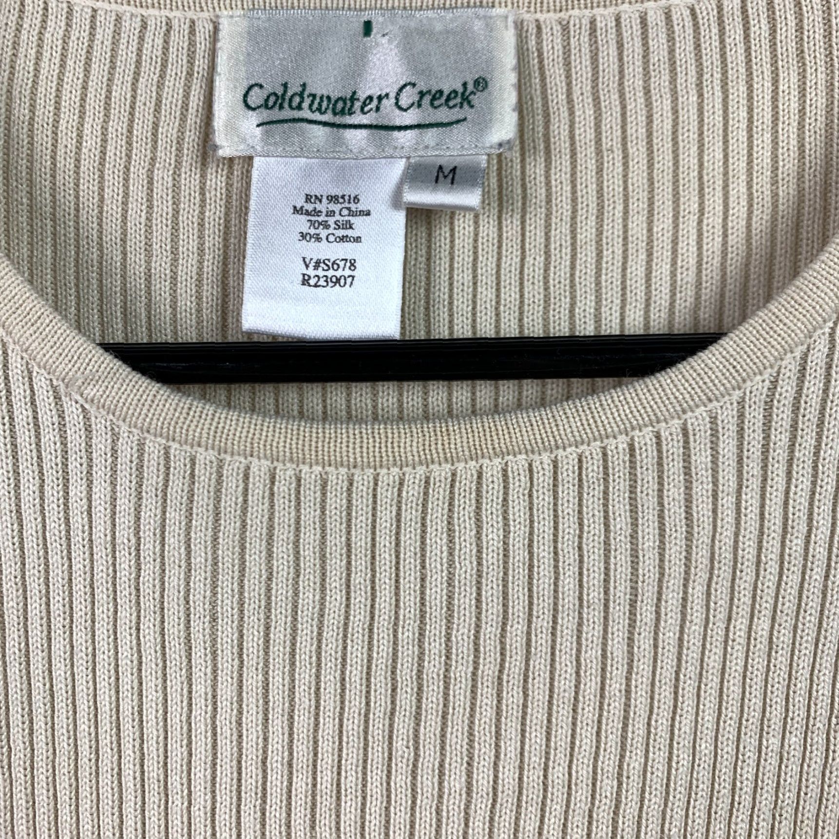 Coldwater Creek Coldwater Creek Tank Top Silk Cotton Beige Sleeveless Round Neck M Women’s Regular Fit Casual Basic Shirt Size M / US 6-8 / IT 42-44 - 3 Thumbnail