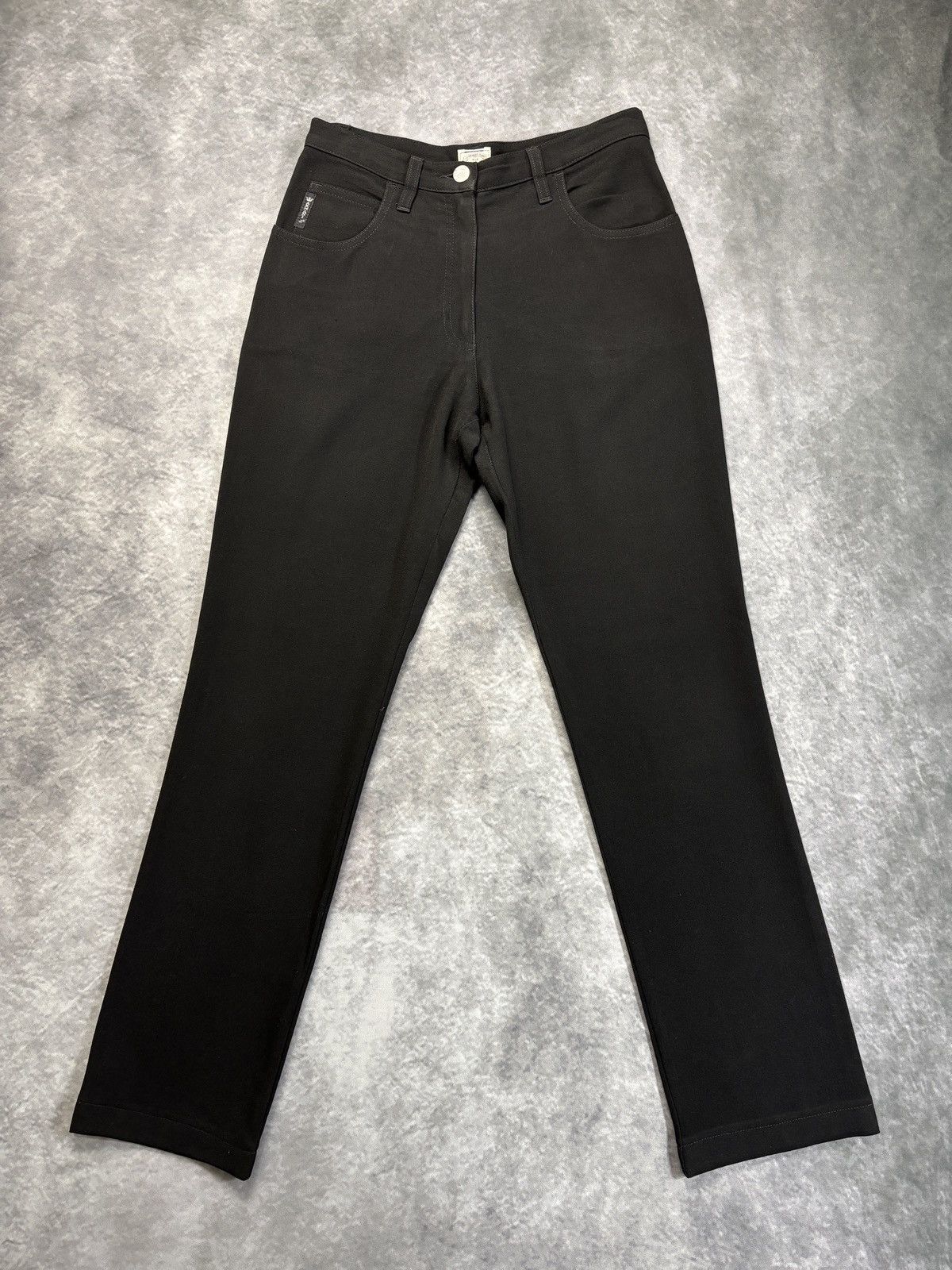 Emporio Armani × Giorgio Armani × Vintage Vintage Armani Jeans Black Trousers 1990s 2000s Wool Italy Size 26" / US 2 / IT 38 - 13 Thumbnail
