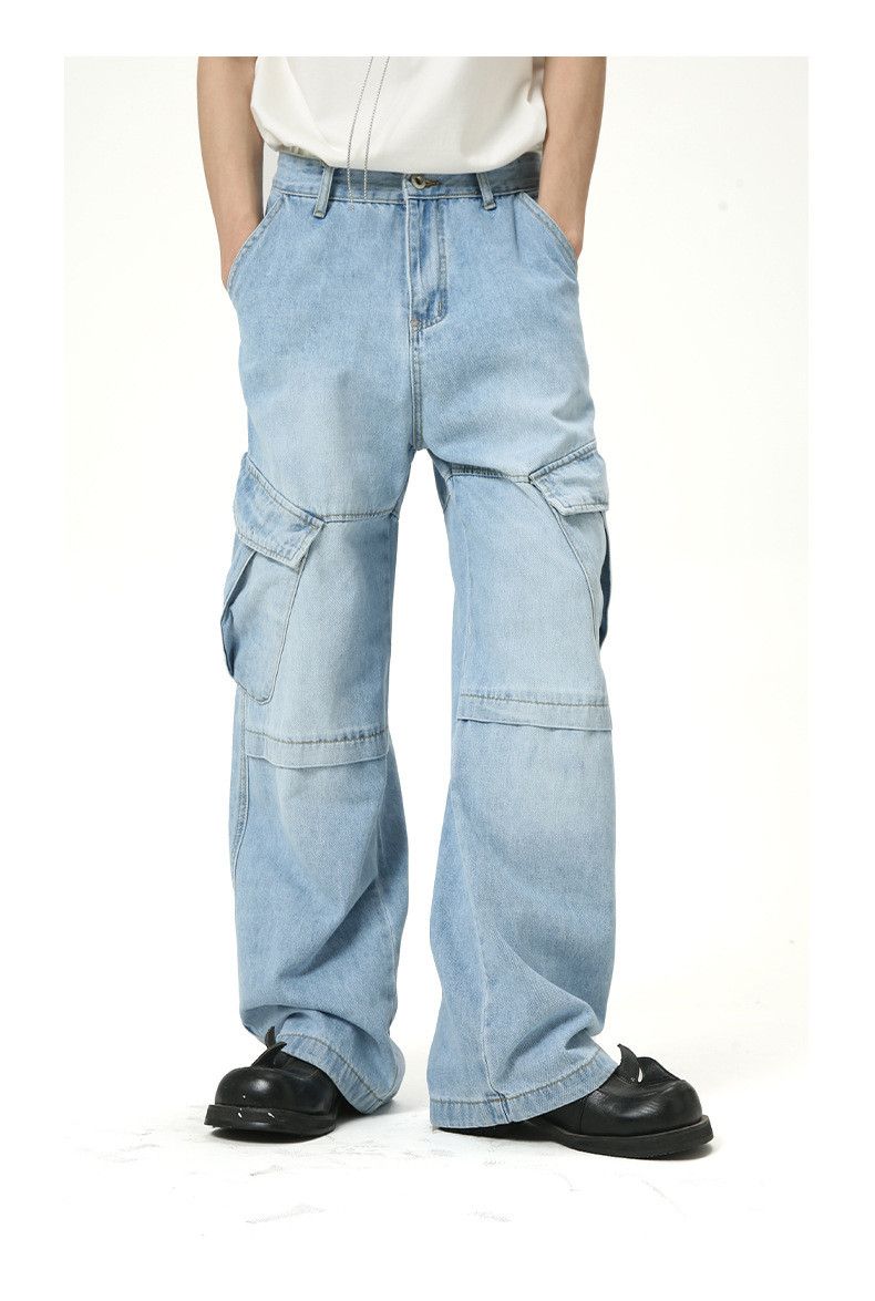 Japanese Brand × Vintage Street Retro Raw Edge Embroidery Baggy Jeans Size US 33 - 7 Thumbnail