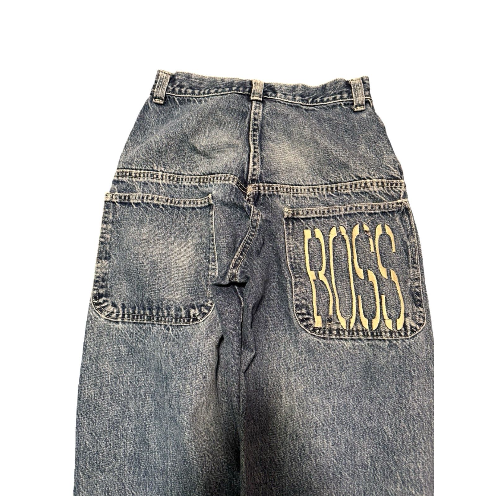 Vintage VINTAGE Hugo Boss Big Logo Baggy Jeans Acid Wash Tapered 27 Inseam 31 Men Blue 90s Retro Logo Jeans Mens Size US 27 - 7 Thumbnail