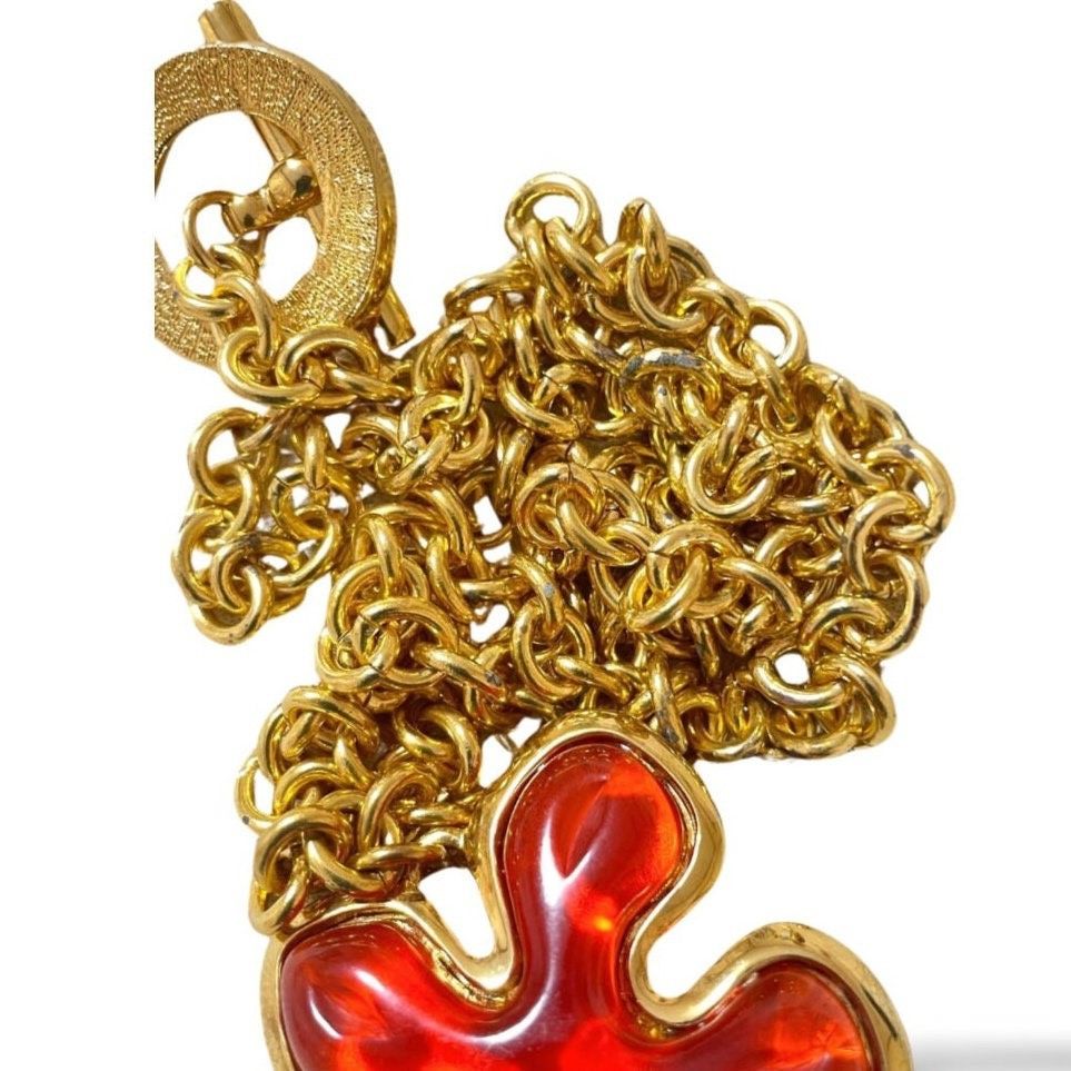 Celine Vintage Celine thick gold chain necklace with flower top Size ONE SIZE - 4 Thumbnail