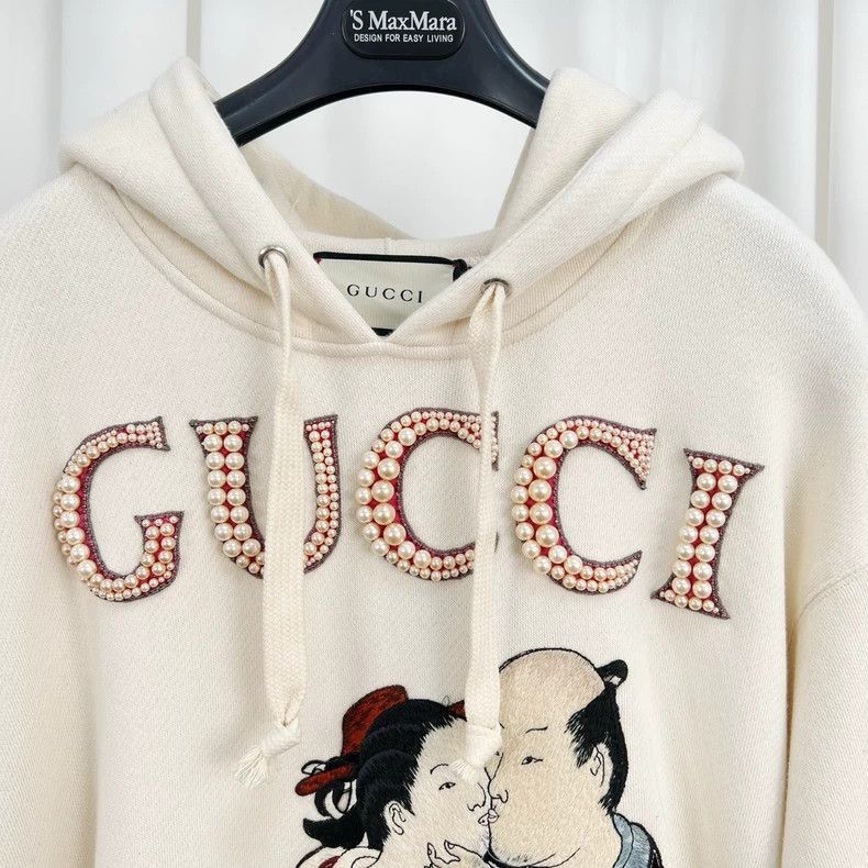 Gucci Gucci Pearl Embellished Hoodie with Embroidery-2506 Size US M / EU 48-50 / 2 - 3 Thumbnail