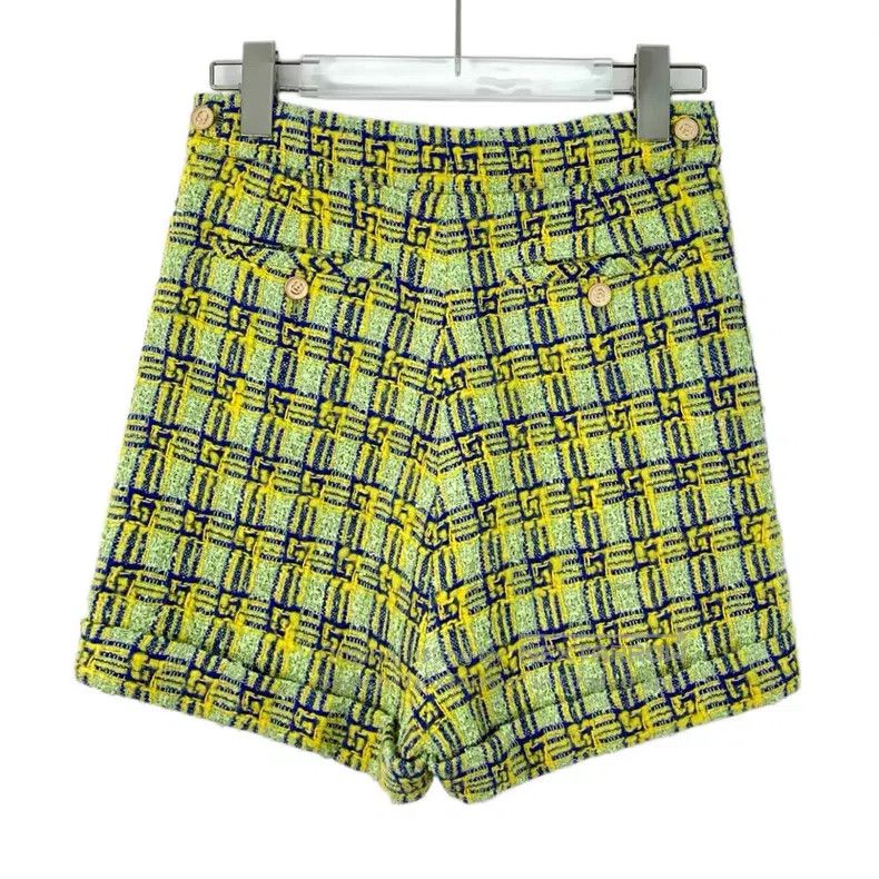 Gucci Gucci 23 light green plaid cotton casual woven tweed short Size 24" / US 00 / IT 34 - 2 Thumbnail