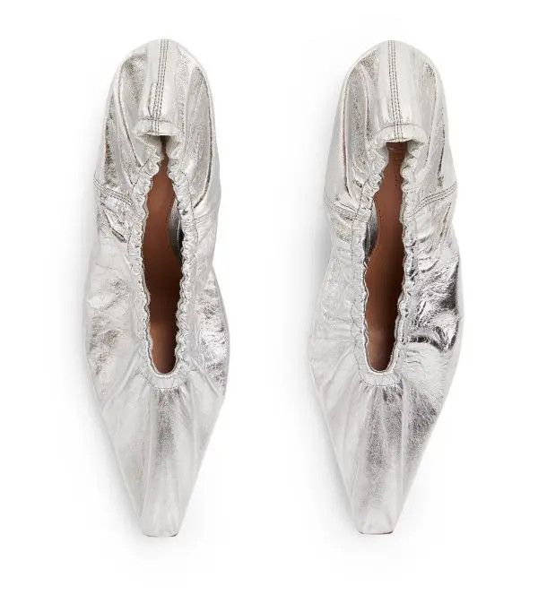 Bottega Veneta o1bcso1str0225 Leather Almond Pumps in Silver Size US 4.5 / IT 34.5 - 2 Thumbnail