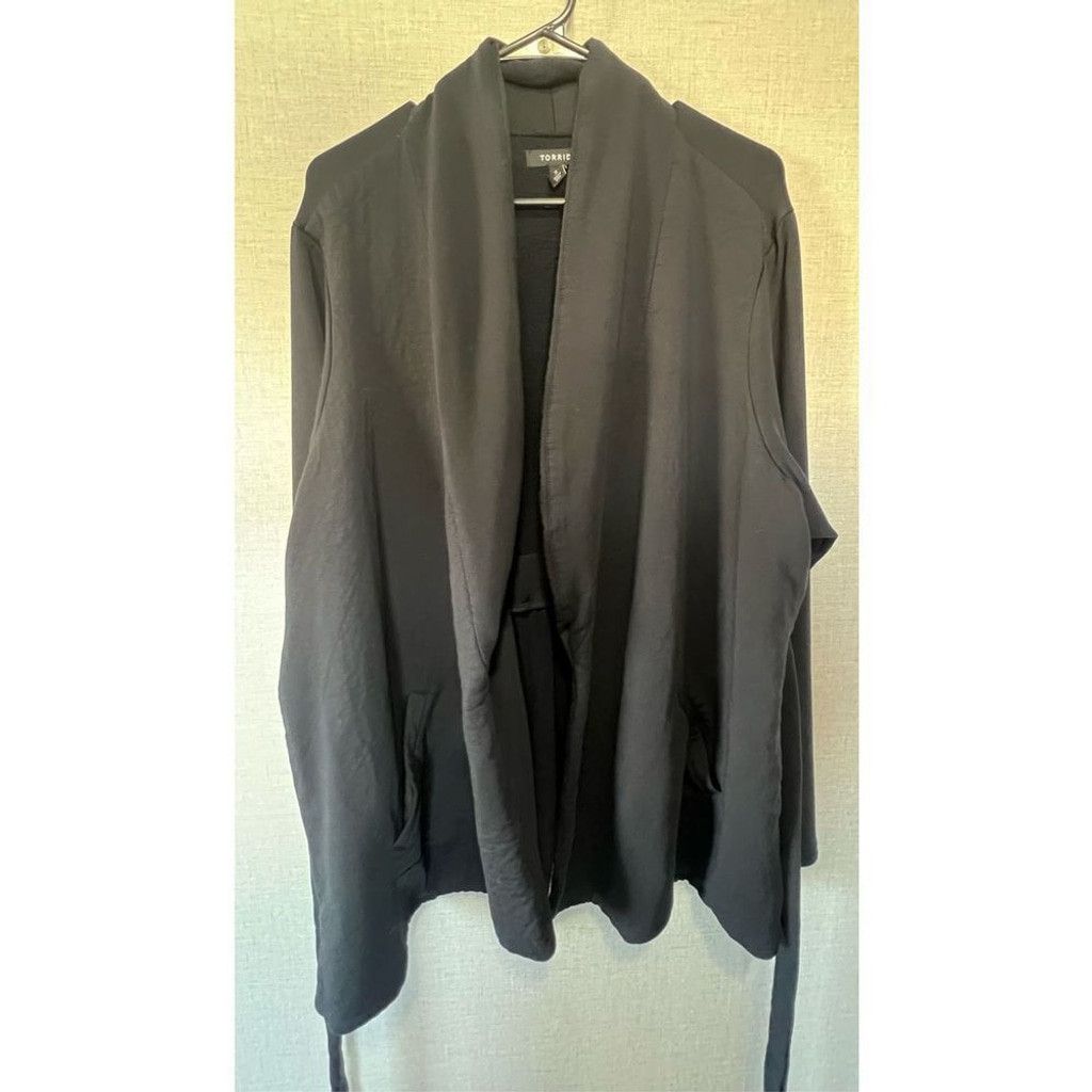 Torrid Torrid Heavyweight Black Fleece Lined Wrap Around Cardigan Size XXS / US 00 / IT 34 - 3 Thumbnail