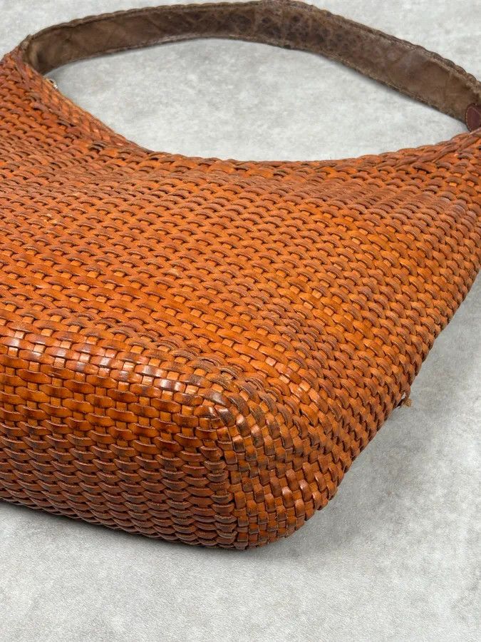 Gucci SS2004 Gucci Cognac Woven Leather Bamboo Handle Hobo Bag by Tom Ford Size ONE SIZE - 7 Thumbnail