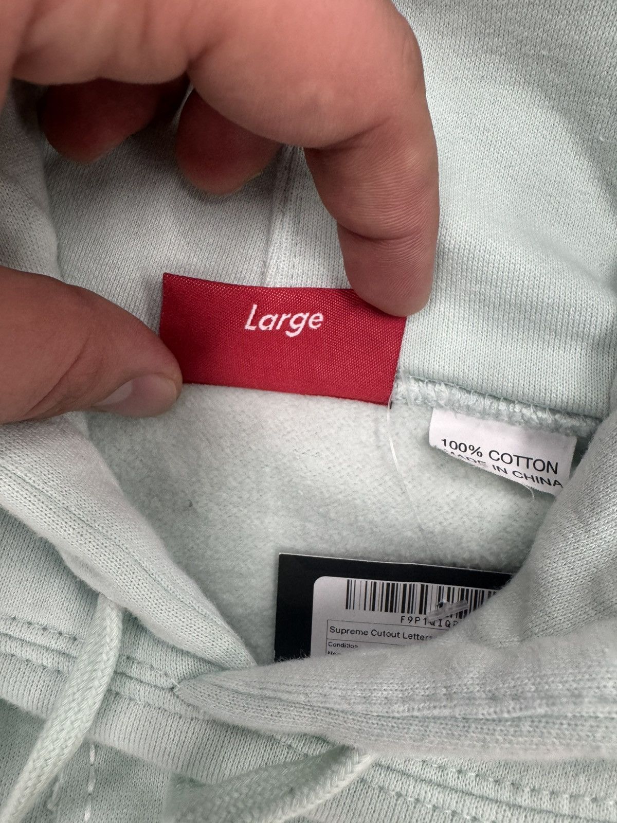 Supreme Supreme Cutout Letters Hoodie (Ice Blue) Size US L / EU 52-54 / 3 - 4 Thumbnail