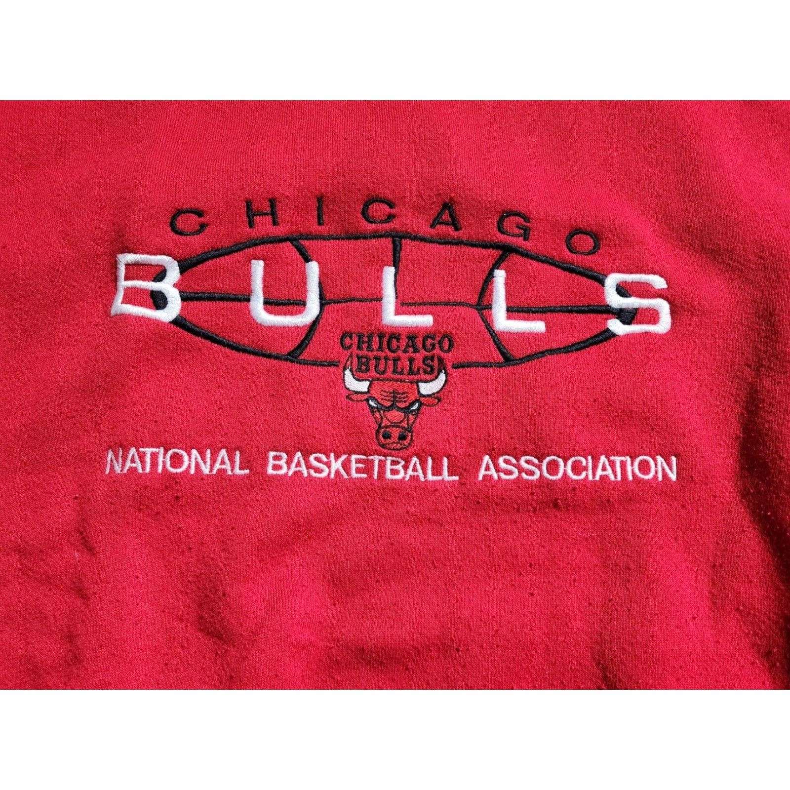 Logo 7 Vintage Chicago Bulls 7 Logo Pullover Sweatshirt Embroidery Lettering Mens XL Red Size US XL / EU 56 / 4 - 2 Thumbnail