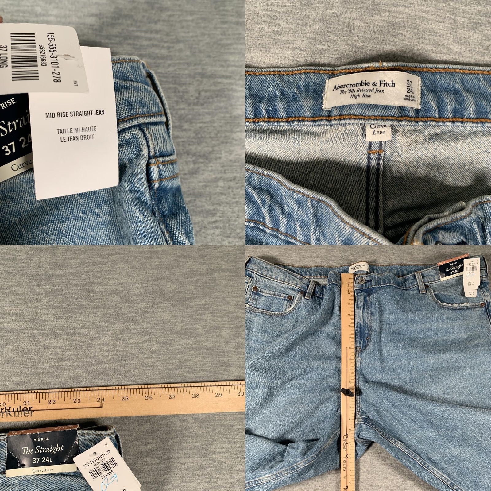 Abercrombie & Fitch Abercrombie & Fitch Jeans Womens 37 Long Blue High Rise 90s Relaxed Curve Love Size 25" / US 0 / IT 36 - 8 Thumbnail