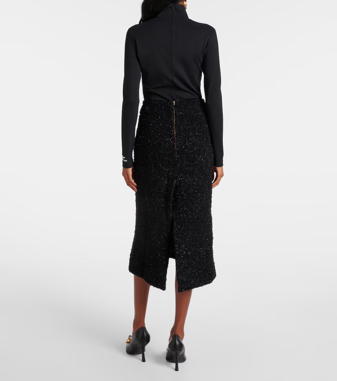 Balenciaga o1y0625 Midi Skirt in Black Size 26" / US 2 / IT 38 - 4 Thumbnail