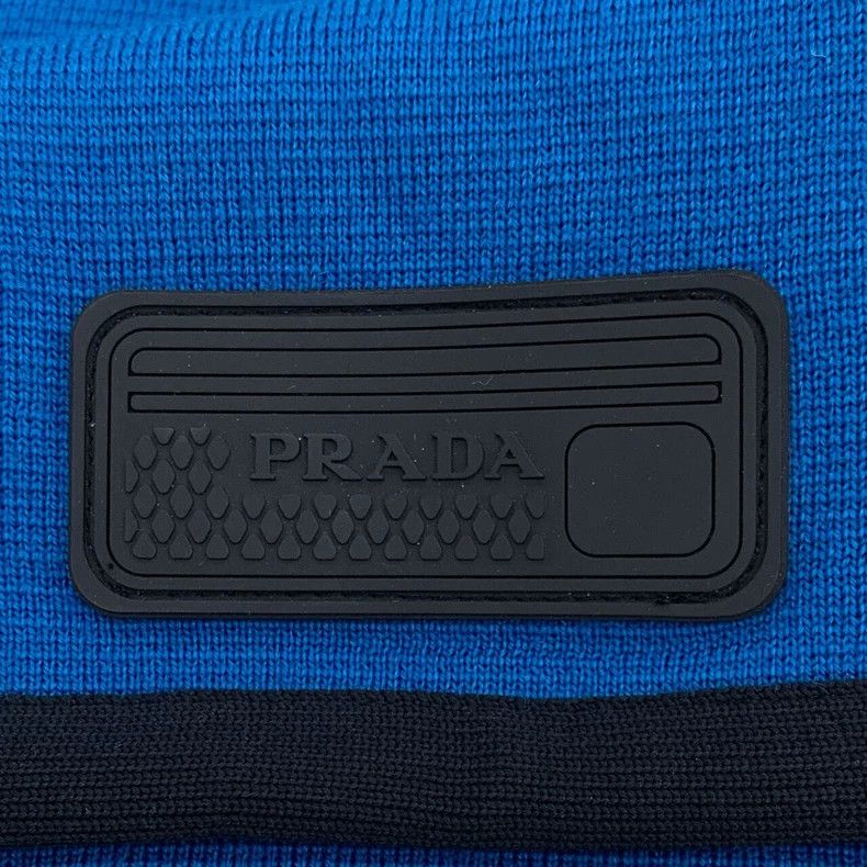 Prada Prada Logo offset printing blue wool knitted sweater 2501-N Size US M / EU 48-50 / 2 - 5 Thumbnail
