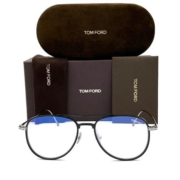 Tom Ford Tom Ford FT5666-B 001 Black / Blue Block 52mm Eyeglasses TF5 Size ONE SIZE - 3 Thumbnail