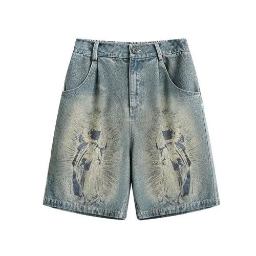 Japanese Brand × Jean Distressed washed retro punk loose character denim shorts Size US 32 / EU 48 - 1 Thumbnail