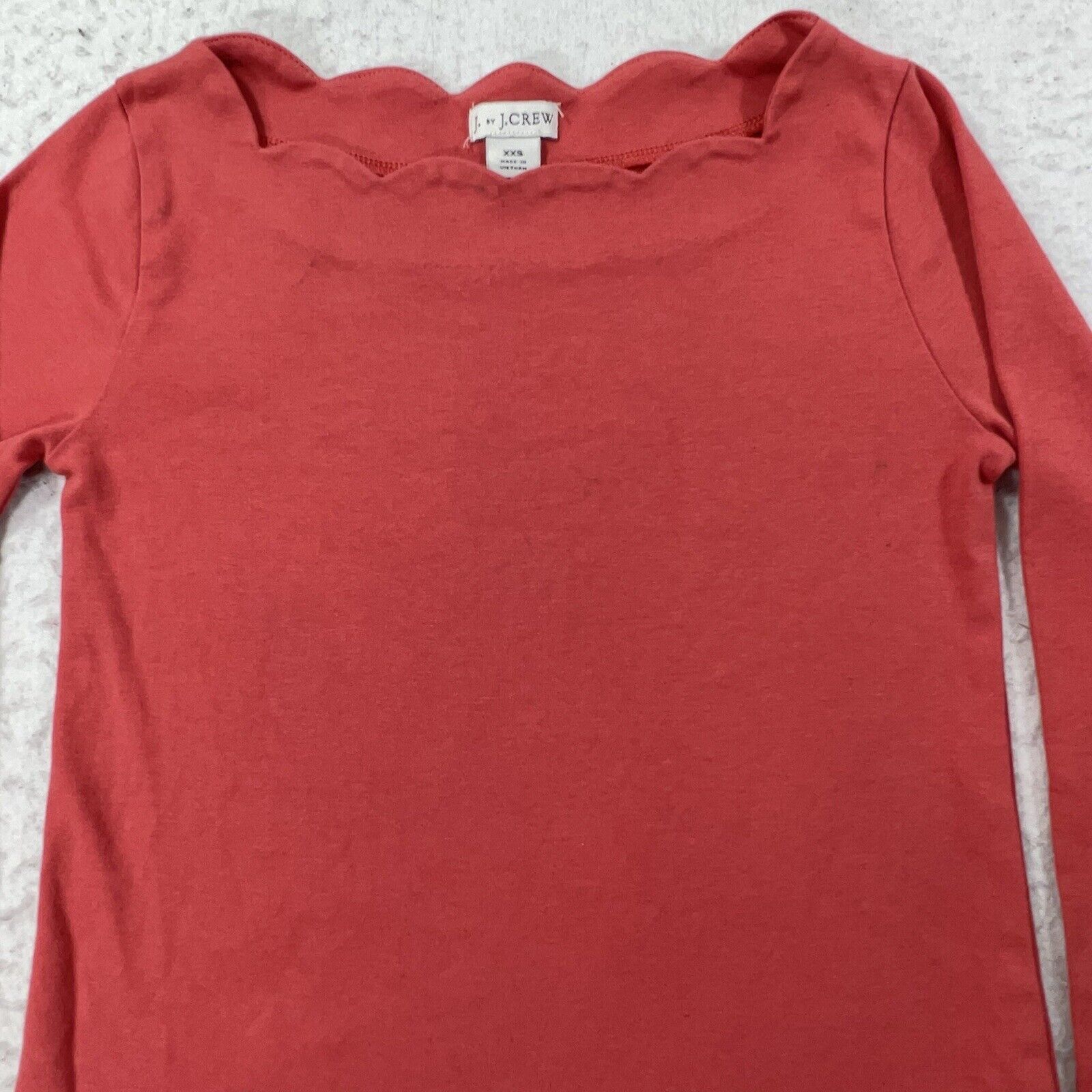 J.Crew J. Crew Long Sleeve Light Pink Pullover Scallop Neck Shirt Size XXS / US 00 / IT 34 - 2 Thumbnail