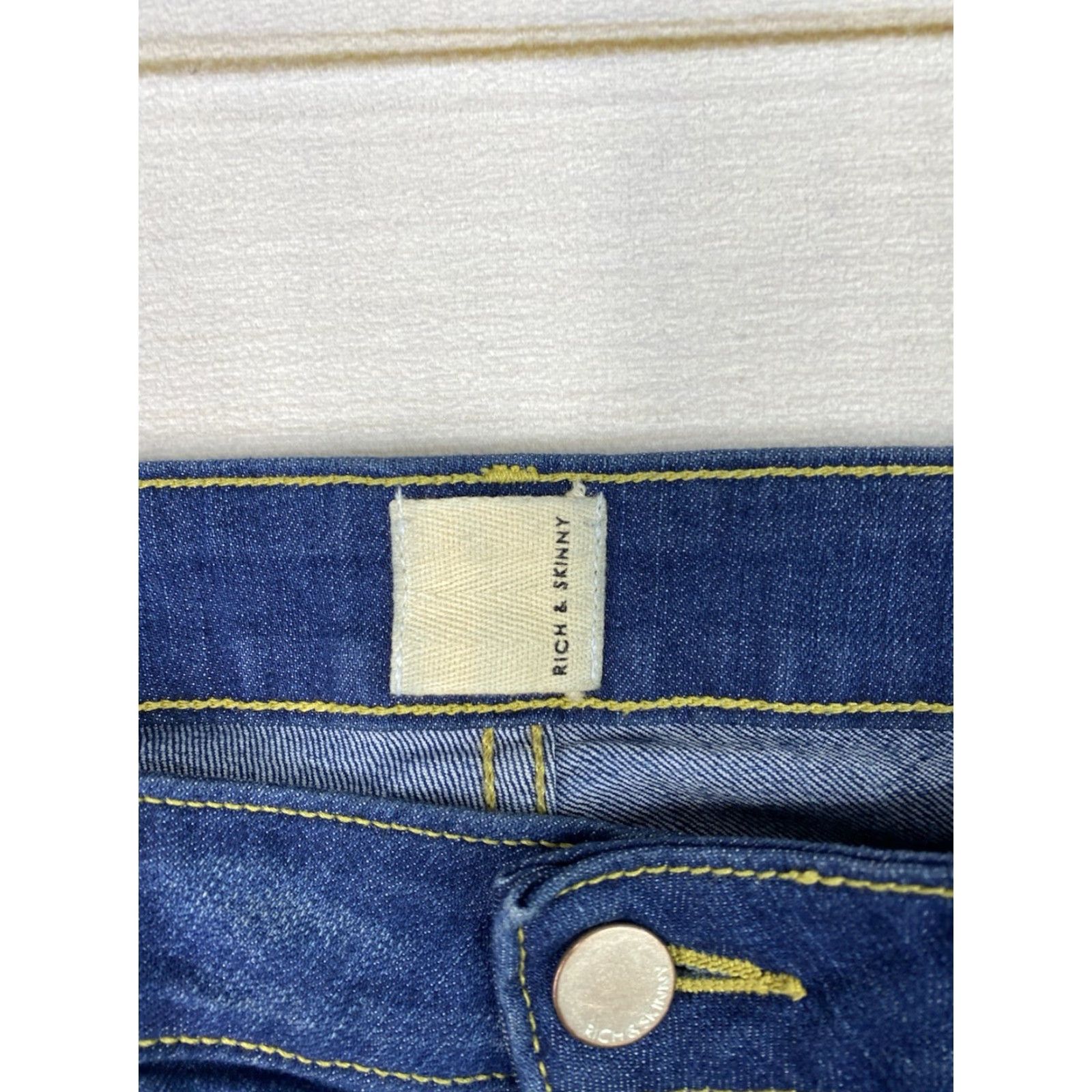 Vintage Rich & Skinny Jeans Women Dark Wash Sz 29 Low Rise Ankle Distressed Stretch 5-Pocket Denim Size 29" - 3 Thumbnail