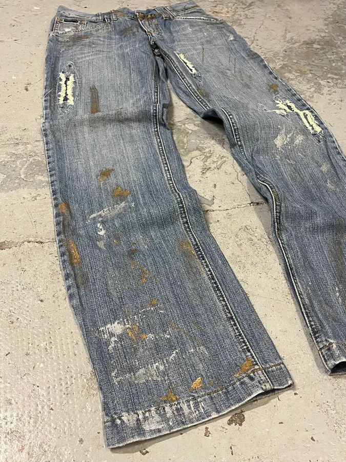 Designer × Dolce & Gabbana × Vintage AW2005 Dolce & Gabbana Painted Blue Denim Jeans Size US 30 / EU 46 - 6 Thumbnail