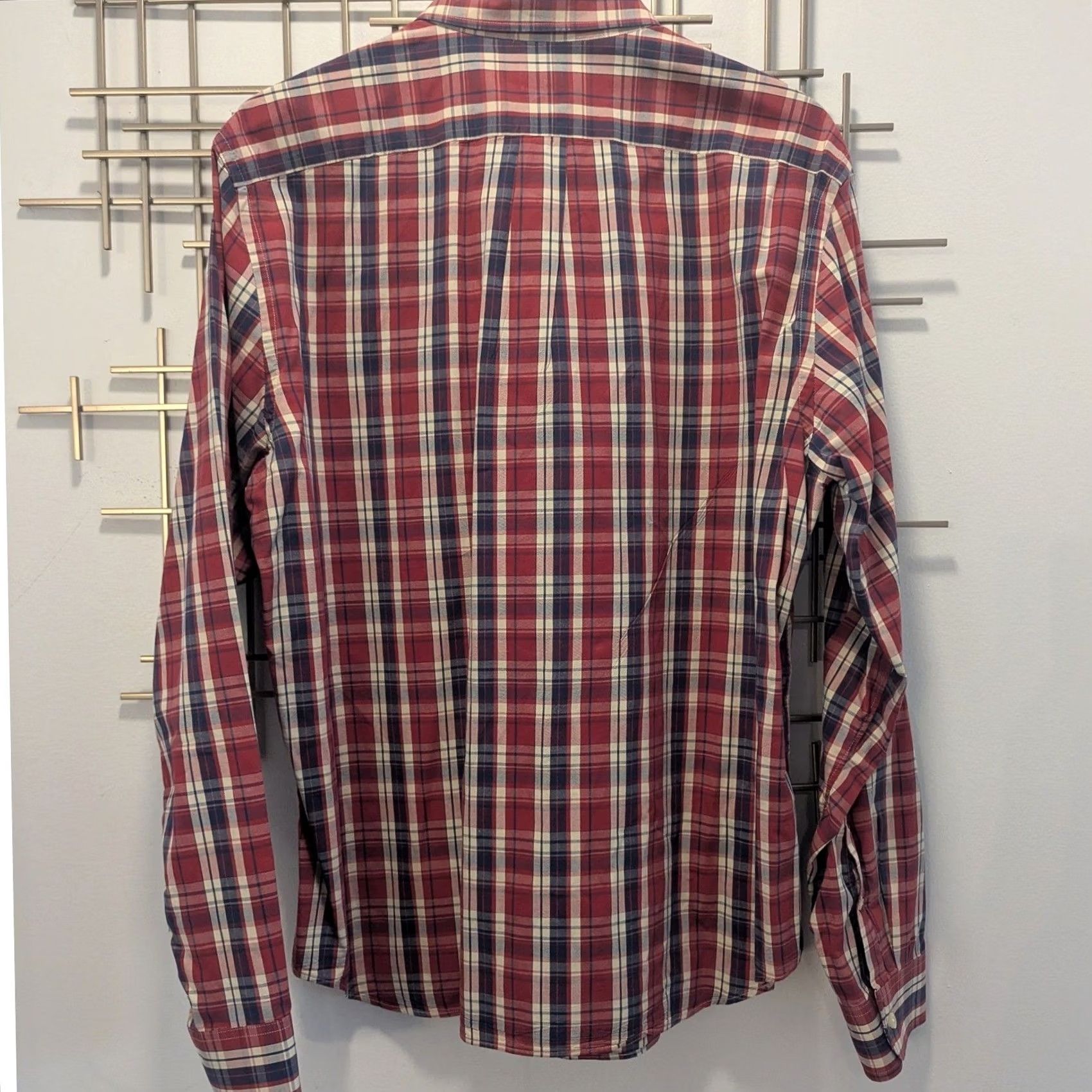 J.Crew J. Crew Sunwashed Oxford Plaid Button-Down Shirt Mens XL Red Blue White Cotton, Long Sleeve, Button-Up, Classic Fit, Chest Pocket, Casual Workwear Size US XL / EU 56 / 4 - 3 Thumbnail