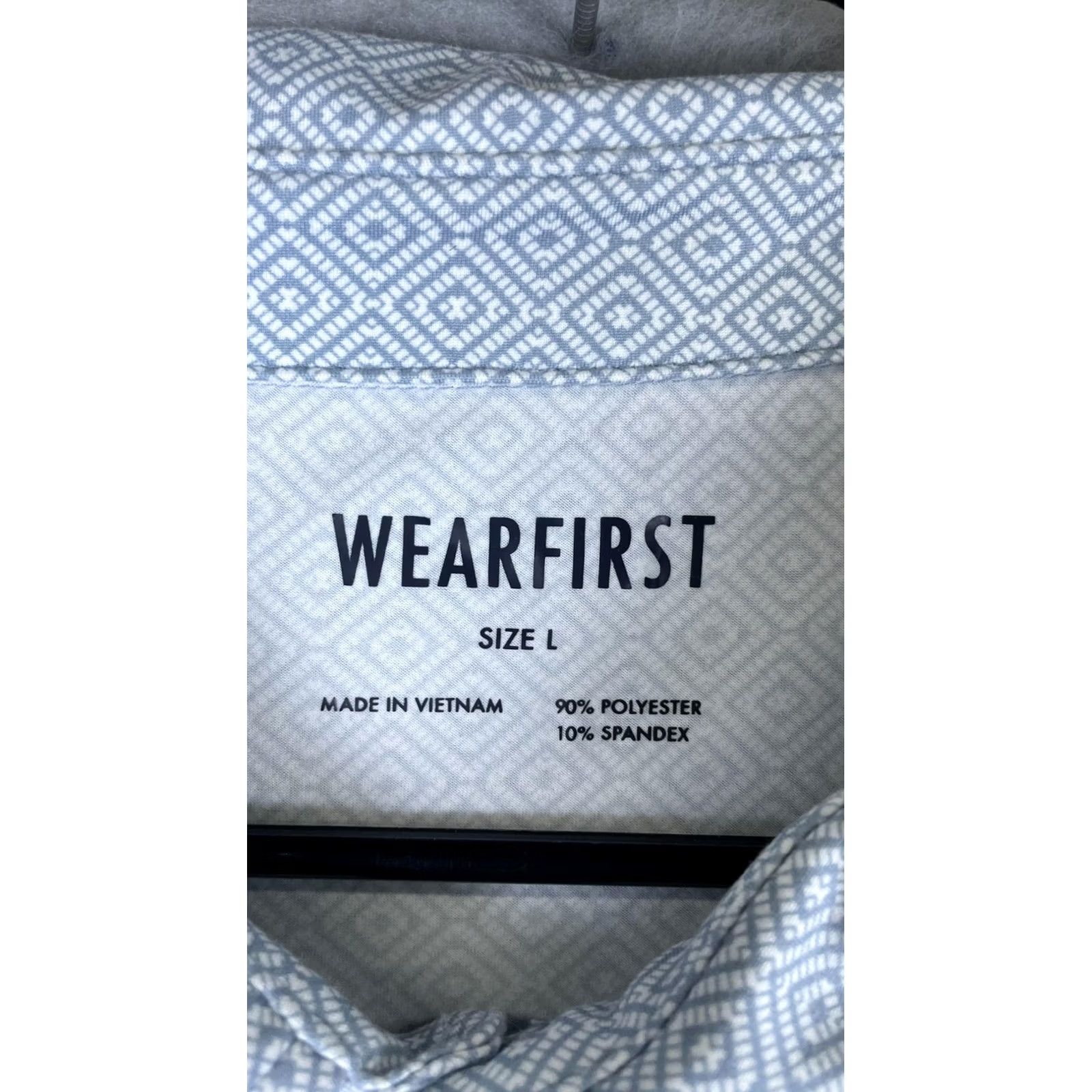 Vintage Wearfirst Shirt Mens Large Blue Geometric Short Sleeve Button Front Casual Size US L / EU 52-54 / 3 - 2 Thumbnail