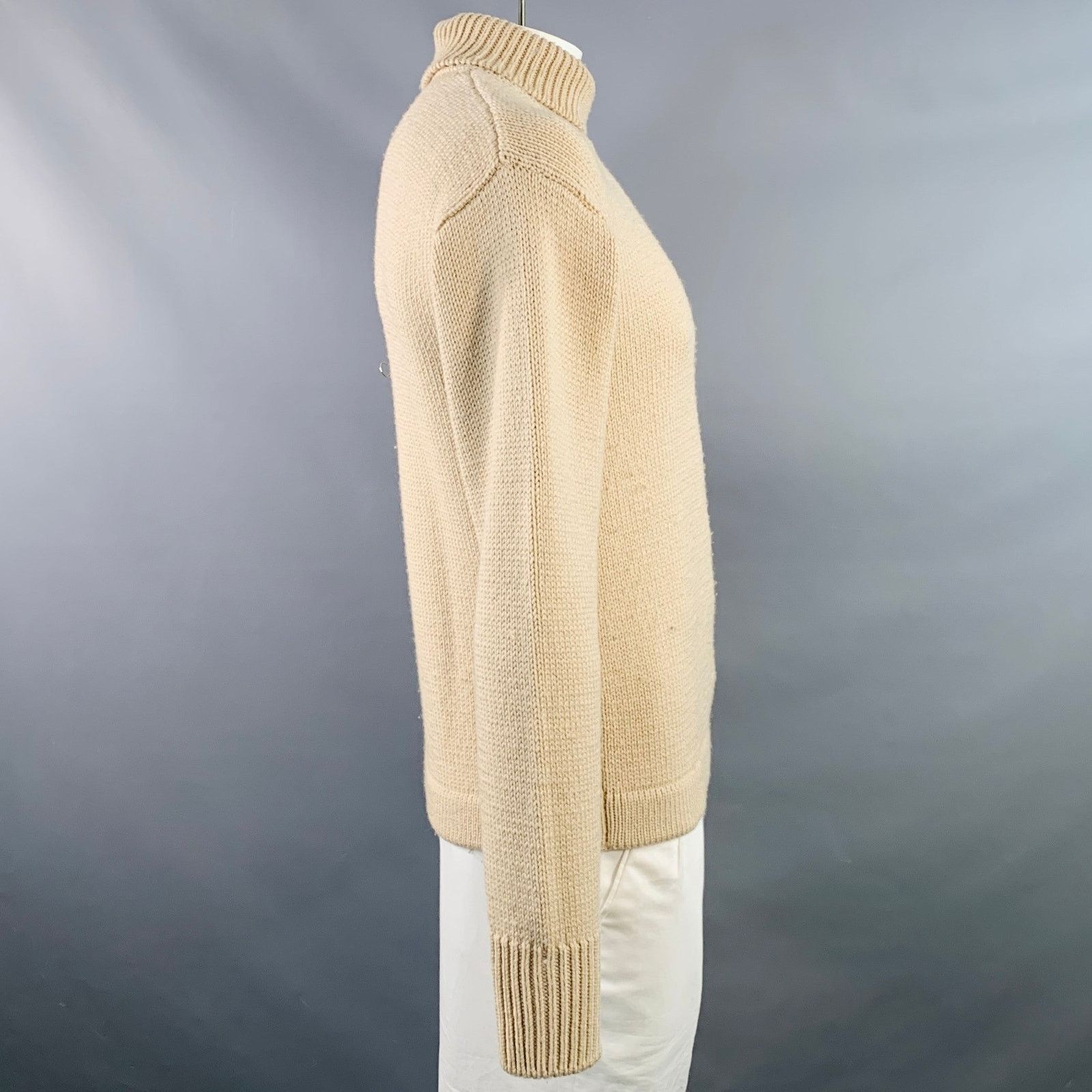 GRP GRP Size L Beige Knit Merino Wool Turtleneck Sweater Size US L / EU 52-54 / 3 - 2 Thumbnail