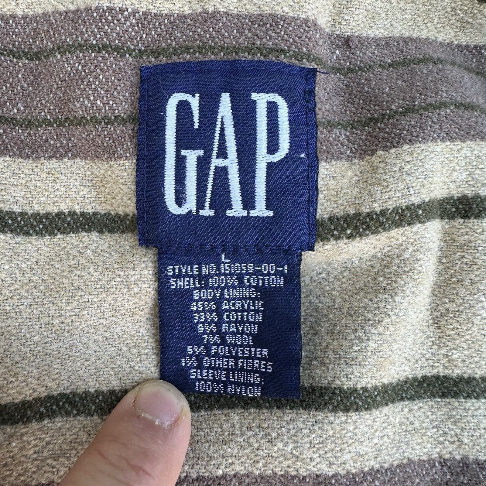 Gap × Kanye West × Vintage Vintage 90s Gap Striped Blanket Lined Trucker Denim Jacket Size US L / EU 52-54 / 3 - 6 Thumbnail
